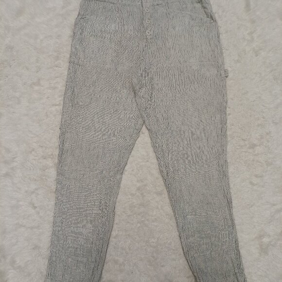 Free People Women's White and Black Stripped Linen Blend Pants Size 8 - Picture 2 of 8